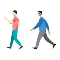 Design Vector Illustration Two Men Walking 