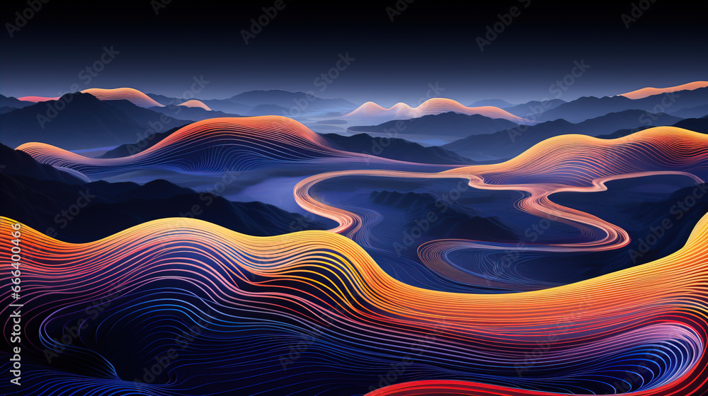 Aufkleber curve mountain abstract background,created with generative ai tecnology.