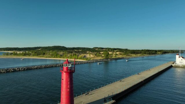 A lighthouse at Pere Marquette in Muskegon.