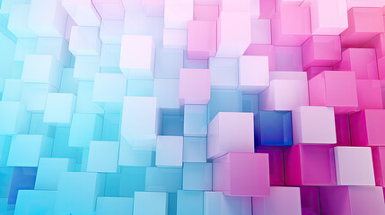 Texture background with random 3d cubic metal boxes in bright blue and red colors