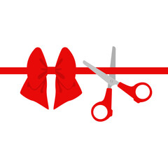 Scissors Cutting Ribbon