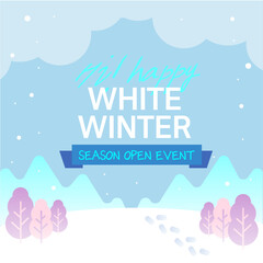 Fototapeta na wymiar Sale event template with winter scenery and winter background
