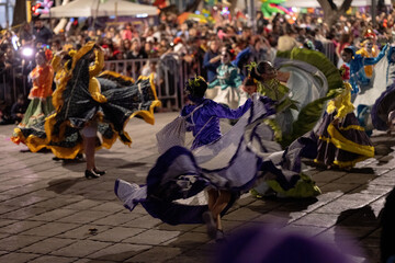Mexican dia de muertos catrina parade in reforma streets