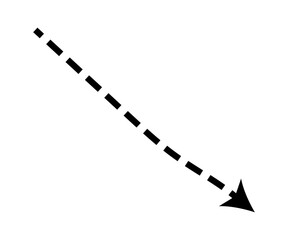 Dashed arrow set. Vector doodle dot line. Thin pointer arrows - obrazy, fototapety, plakaty