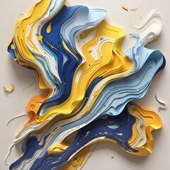 3D Abstract Background of Blue and Yellow