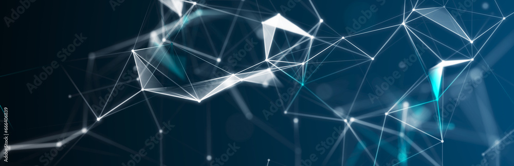 Poster technology background. honeycomb concept. big data. hexagonal space with connected dots and lines. 3