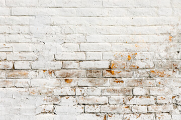 White brick wall Background. Old grungy brickwall texture as design copy space or background.