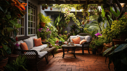 Garden Patio of a Cozy Condo adorned with Lush Plant
