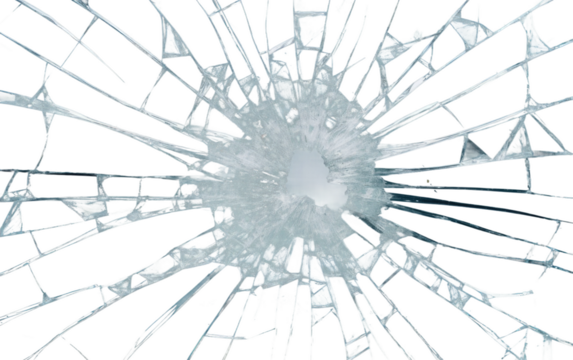 Damaged Window Picture In Realistic Style on White or PNG Transparent Background.
