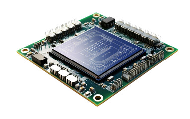 Circuit Board Technology Art on White or PNG Transparent Background.