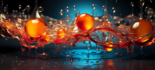 A colorful drop of liquid is being poured into the water.