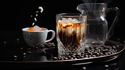 Glass with coffee and milk ai generated
