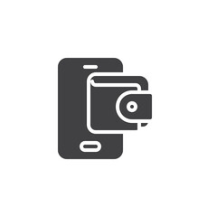 Mobile phone and money wallet vector icon