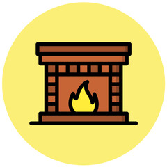 Fireplace Vector Icon Design Illustration