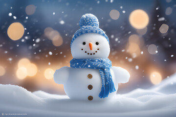 A cute baby snowman welcomes you. generative AI