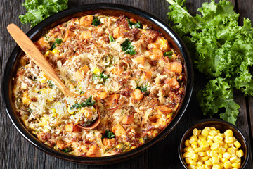 Sausage Hash Brown Breakfast Casserole, top view