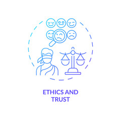2D thin line gradient icon ethics and trust concept, isolated vector, blue illustration representing arena.