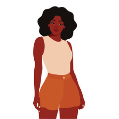 Stylish afro black woman in elegant art style vector