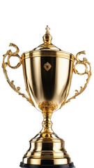 Fototapeta na wymiar Golden cup isolated on white, Winner PNG Transparent Images, Trophy cup. Champion trophy, shiny golden cup png, sports award. Winner prize, champions realistic celebration winning concept