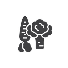 Fresh broccoli and carrot vector icon