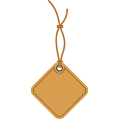 Isolated Empty Craft Carton Paper Price Tag Hanging Label PNG