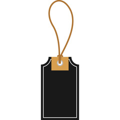 Isolated Empty Black Price Tag Hanging Label PNG