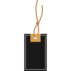 Isolated Empty Black Price Tag Hanging Label PNG