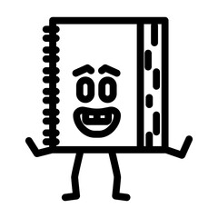 textbook book character line icon vector. textbook book character sign. isolated contour symbol black illustration