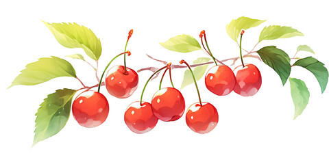 red cherries on a white background. 