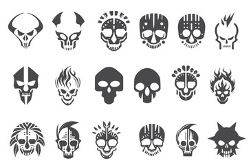 Black and white skull face, Skull mask vector set