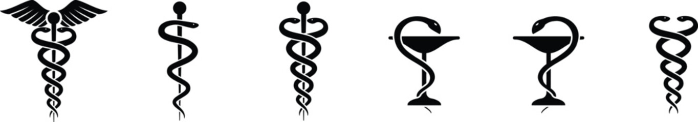 caduceus medical vector set, medical logo set