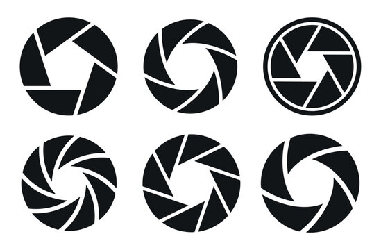 Set of camera aperture vector, focus logo set