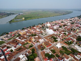 Tlacotalpan town in Veracruz, Mexico aerial 2024