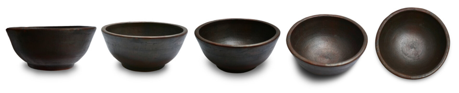 Set collection of dark brown earthy claypot cut out isolated