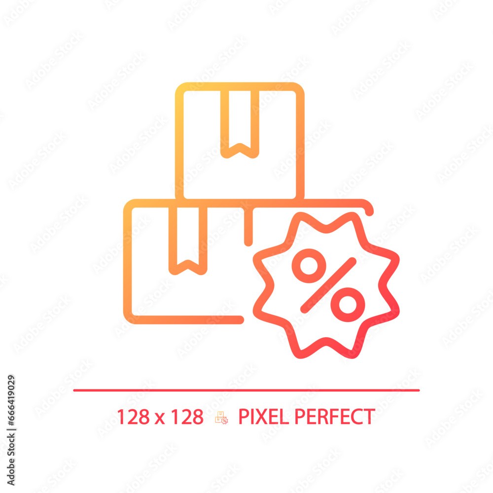Poster 2d pixel perfect gradient tags with percentage icon, isolated simple vector, thin line illustration 