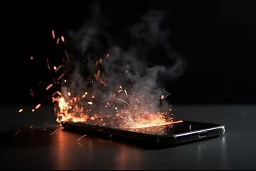 Smartphone is shown engulfed in flames