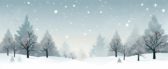  Elegant Christmas Card with Winter Trees and Decorations