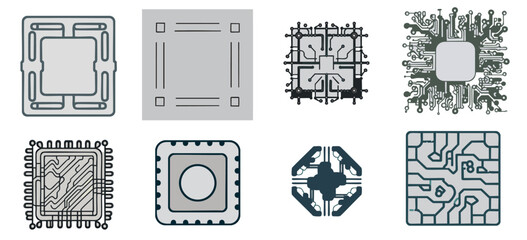 set of sensors or circuits icons