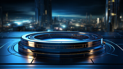 blank podium display image with futuristic and sci-fi