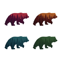 Naklejka premium Bear icon vector illustration. Set of bears on isolated background. Forest sign concept.