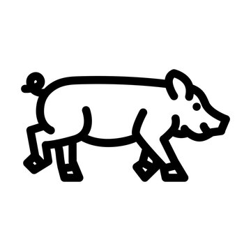 running pig farm line icon vector. running pig farm sign. isolated contour symbol black illustration