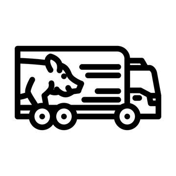 pig transport truck line icon vector. pig transport truck sign. isolated contour symbol black illustration
