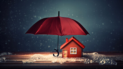 Insurance that covers and safeguards a house ensuring - obrazy, fototapety, plakaty