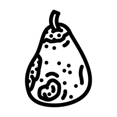 pear rotten food line icon vector. pear rotten food sign. isolated contour symbol black illustration