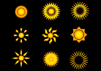 vector colorful sun drawing designs