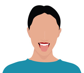 A man was sticking out his tongue as if he was mocking someone. Vector illustration isolated on white background. - obrazy, fototapety, plakaty