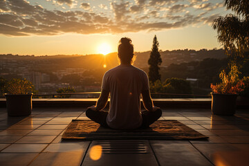 meditation at sunset