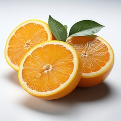 Close Up Photo Oranges Whole Sliced ,Hd, On White Background