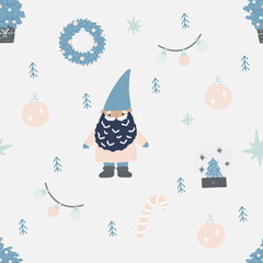 Christmas seamless pattern. New year background vector illustration for wrapping paper, fabric, clothes, textile