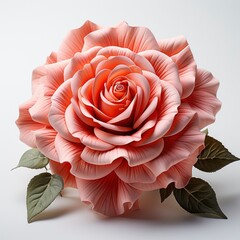 Coral Rose ,Hd, On White Background